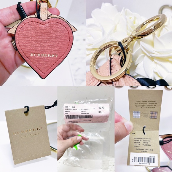 Authentic Burberry Young Love Leather Heart Bag Charm / Keychain - Picture 11 of 11